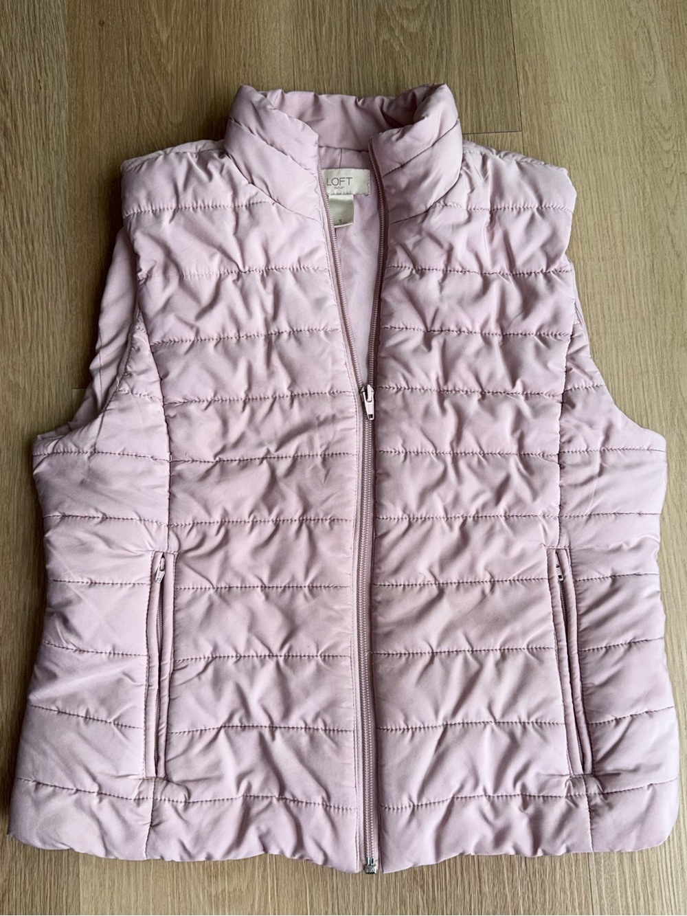 LOFT Girls Pink Quilted Puffer Vest Full Zip Pockets Sleeveless Size S
